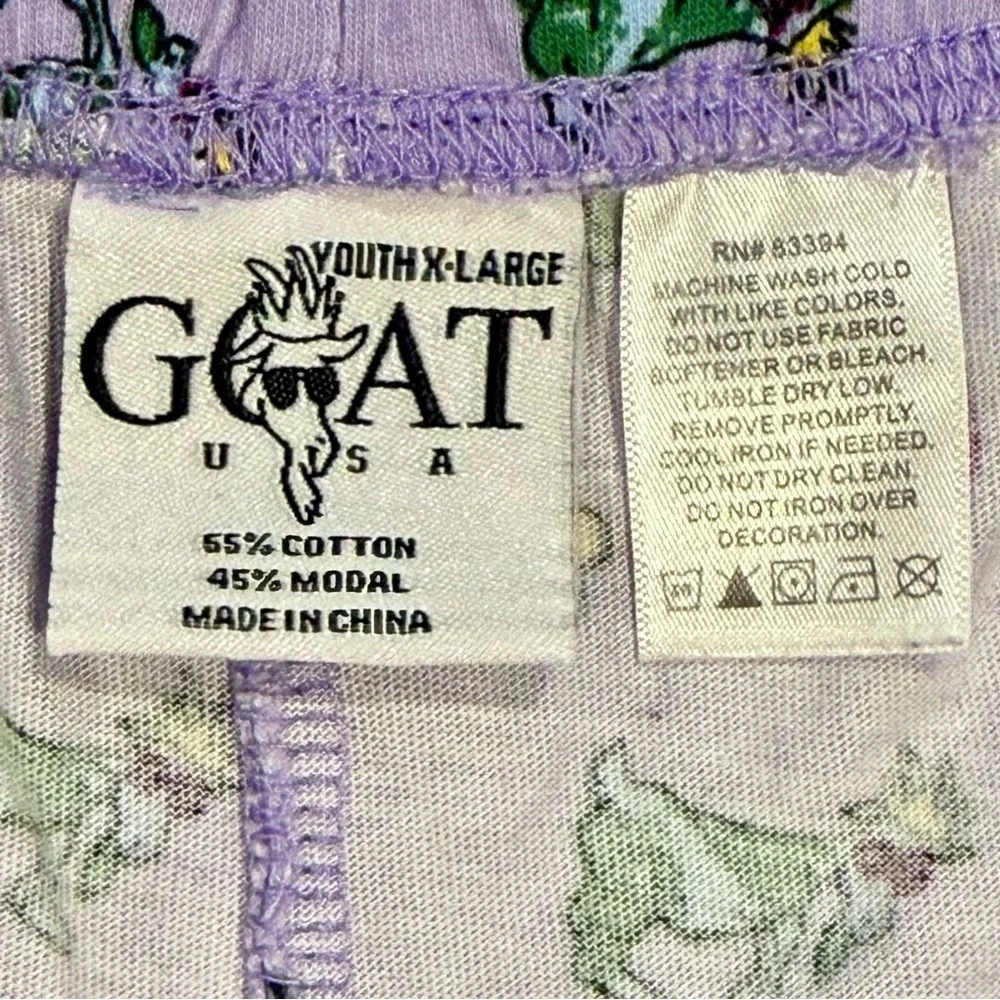 GOAT USA Hippie Peace Pajama Pants Girls Youth XL Periwinkle Daisies Bottoms PJs
